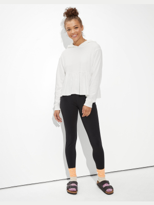 Ae Fleece Peplum Cropped Hoodie