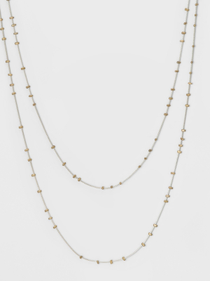 Long Station Chains With Scattered Crimps Layered Necklace - Universal Thread™ Silver