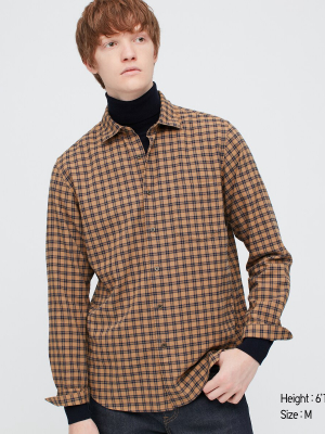 Men Flannel Checked Long-sleeve Shirt