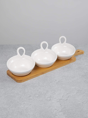 Set Of 3 Dip Dishes On Tray