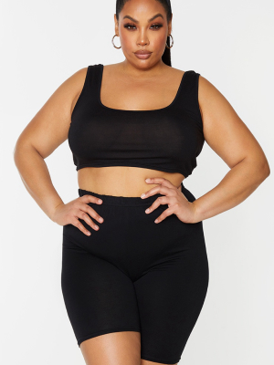 Plus Basic Black Scoop Neck Crop Top