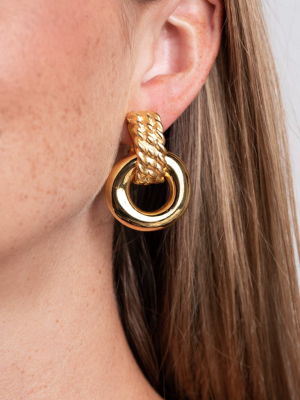 Polished Gold Doorknocker Clip Earrings