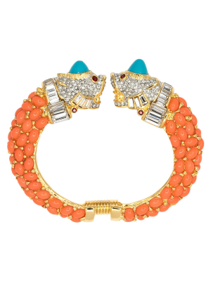 Coral & Turquoise Cabochon Bracelet