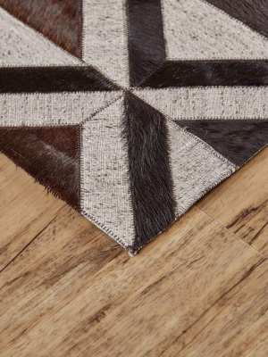 Feizy Fannin Handmade Diamond Leather Rug - Gray & Brown - Available In 4 Sizes