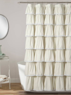 72"x72" Ruffle Shower Curtain Ivory - Lush Décor