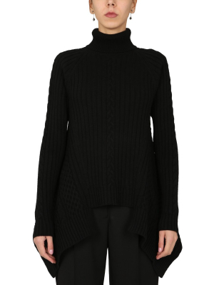 Alexander Mcqueen Asymmetric Hem High Neck Sweater