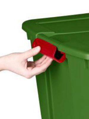 Sterilite 20gal Latching Tote Green With Red Latch