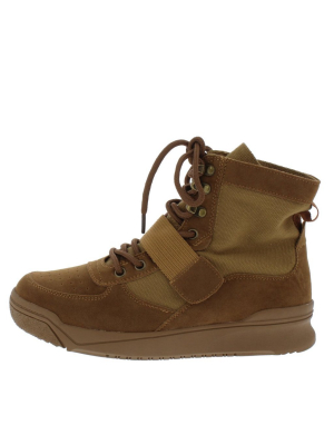 Classic4 Tan Lace Up Canvas Cross Strap Boot