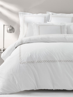 Cable Embroidered Percale Duvet