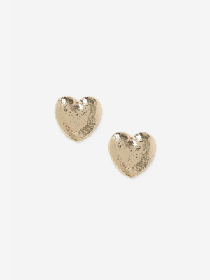 **hammed Heart Stud Earrings