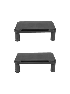 Mind Reader 2pk Small Plastic Monitor Stands Black