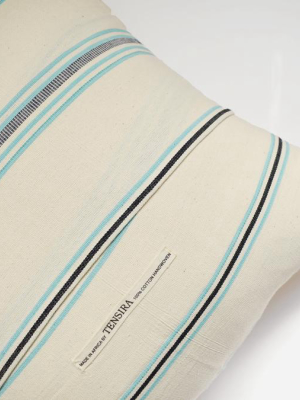 Teal Stripe Pillow, Square