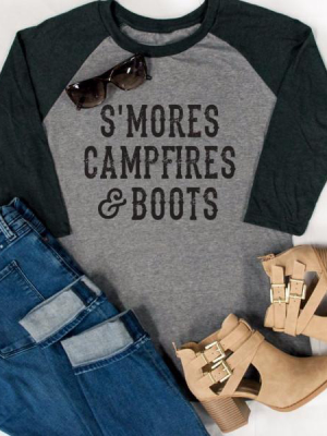 S'mores Campfires & Boots Raglan Tee