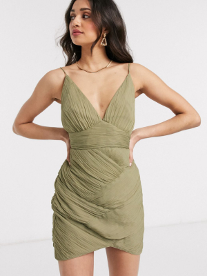 Asos Design Cami Mini Dress Ruched Paneled Skirt