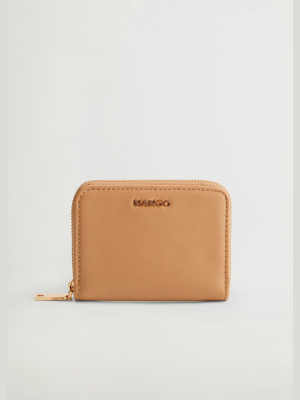 Zip Saffiano-effect Wallet