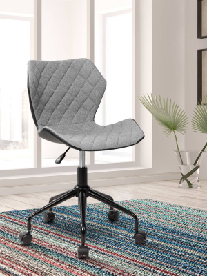 Deluxe Modern Height Adjustable Office Armless Task Chair- Gray- Techni Mobili