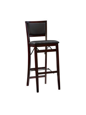 30" Keira Padded Back Folding Bar Stool Espresso Brown - Linon