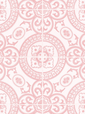 Heritage Tiles Wallpaper In Pink From The Kemra Collection By Milton & King