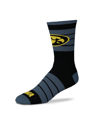 Ncaa Iowa Hawkeyes Men's Quad Black Crew Socks - 10-13