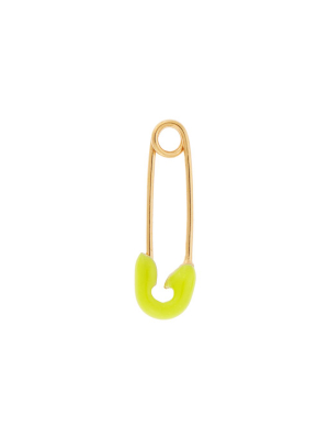 Neon Yellow Enamel Safety Pin Earring