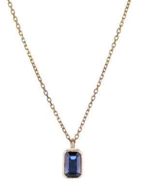 Emerald Cut Wisp Necklace - Sapphire