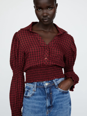 Cropped Plaid Top