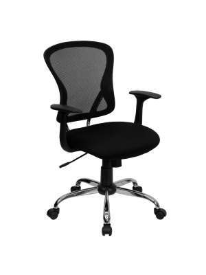 Swivel Task Chair Chrome Black Mesh - Flash Furniture