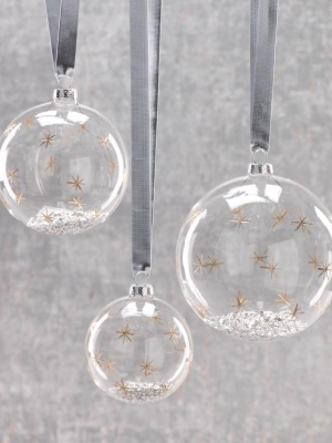 Clear Ball With Silver Confetti And Decor