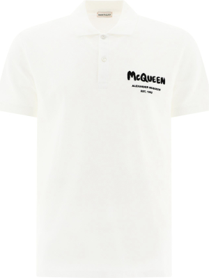 Alexander Mcqueen Graffiti Logo Print Polo Shirt