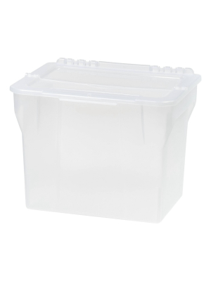 Iris 3pk Hinged Lid Letter Size File Box Clear