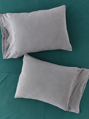 Faded Ribbed Jersey Pillowcase Set