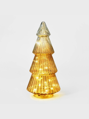 Lit Large Mercury Glass Christmas Tree Decorative Figurine Gold - Wondershop™