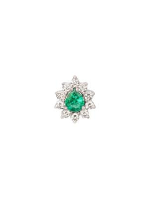 Emerald & Diamond Teardrop Stud