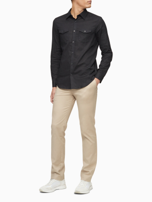 Stretch Linen Blend Button-down Shirt