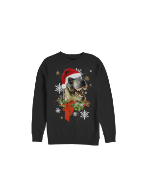 Men's Lost Gods Ugly Christmas Festive T Rex Santa Sweatshirt