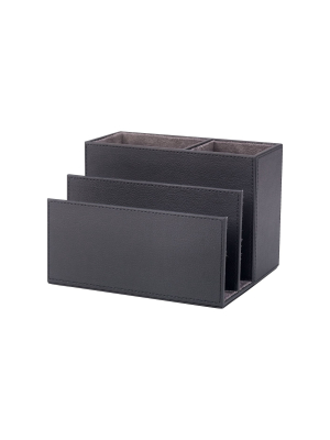 Staples All In One Desk Organizer Faux Leather Black 1234091