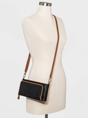 Bueno Zip Closure Crossbody Bag - Black/tan