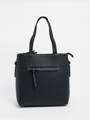 Stradivarius Shopper Bag With Zips In Black