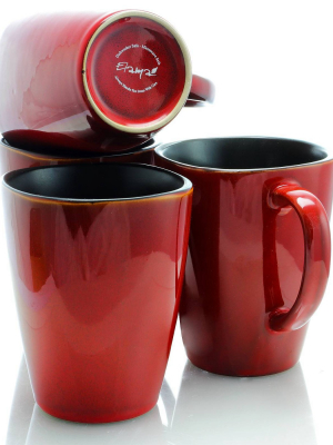 14oz 6pk Stoneware Heart Coffee Mugs Dark Red - Elama