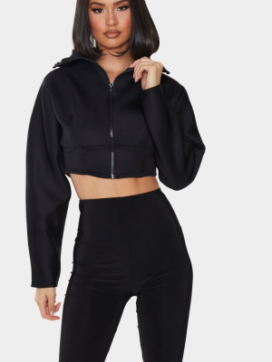 Black Scuba Zip Up Long Sleeve Sweater