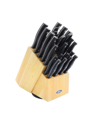 Oster Winstead 22 Piece Stainless Steel Cutlery Set With Black Handles And Wooden Block