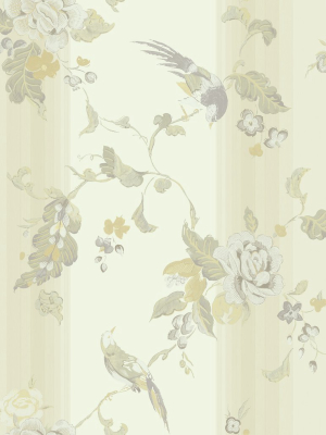 Kimono Wallpaper In Cream, Green, And Grey From The Watercolor Florals Collection By Mayflower Wallpaper