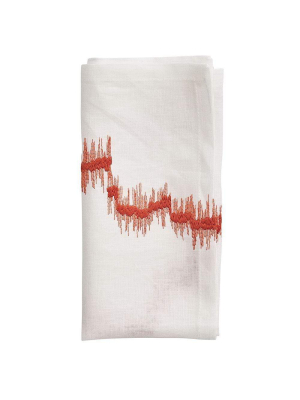 Kim Seybert Brushstroke Napkin - Set Of 4 - White & Orange