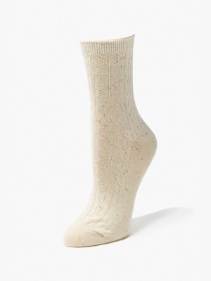 Speckled Cable Knit Crew Socks