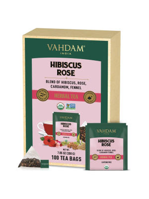 Hibiscus Rose Herbal Tea Tisane, 100 Count