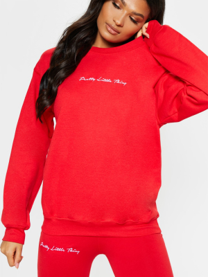 Prettylittlething Red Embroidered Oversized...