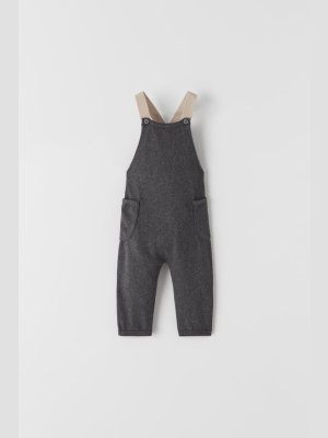 Contrasting Knit Overalls