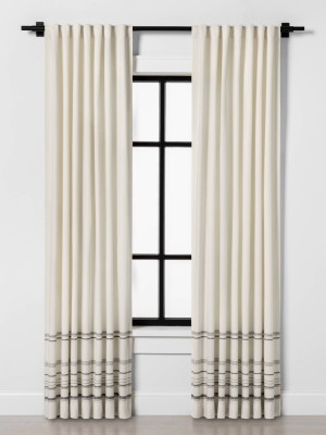 Engineered Hem Stripe Curtain Panel Gray / Sour Cream - Hearth & Hand™ With Magnolia