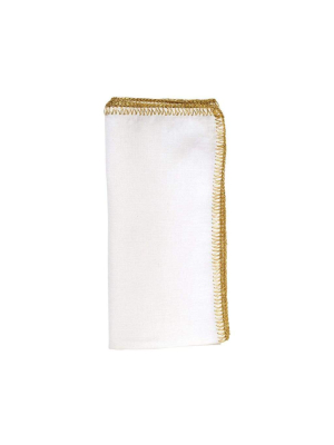 Kim Seybert Crotchet Edge Napkin In White & Gold - Set Of 4