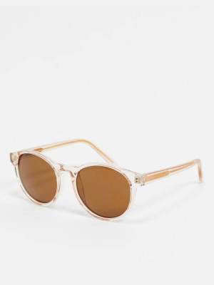 A.kjaerbede Round Sunglasses In Beige